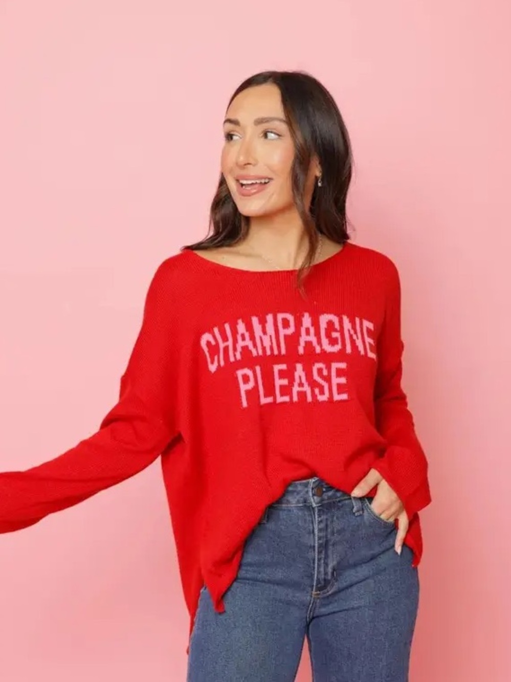 Miracle Red/Pink Champagne Please Sweater